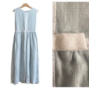 Frances Johnston Light Blue Sleeveless Linen Dress